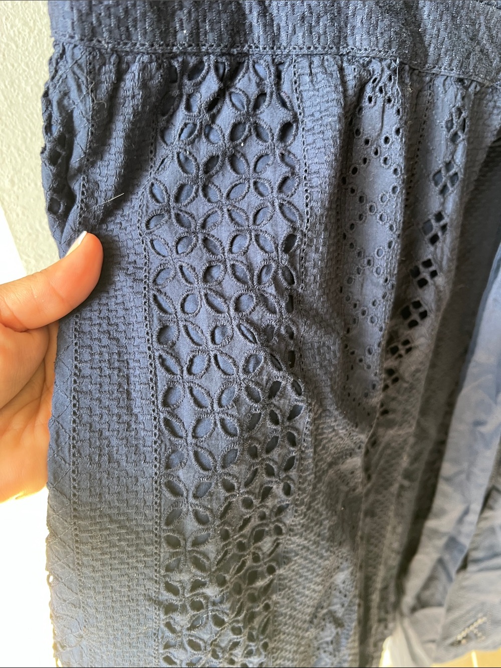 J CREW ALL OVER EYELET NAVY WRAP MIDI DRESS - Picture 8 of 11